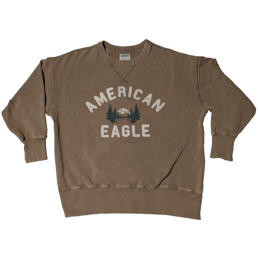 AMERICAN EAGLE Women Oversized Small Brown Applique Retro Sweatshirt
